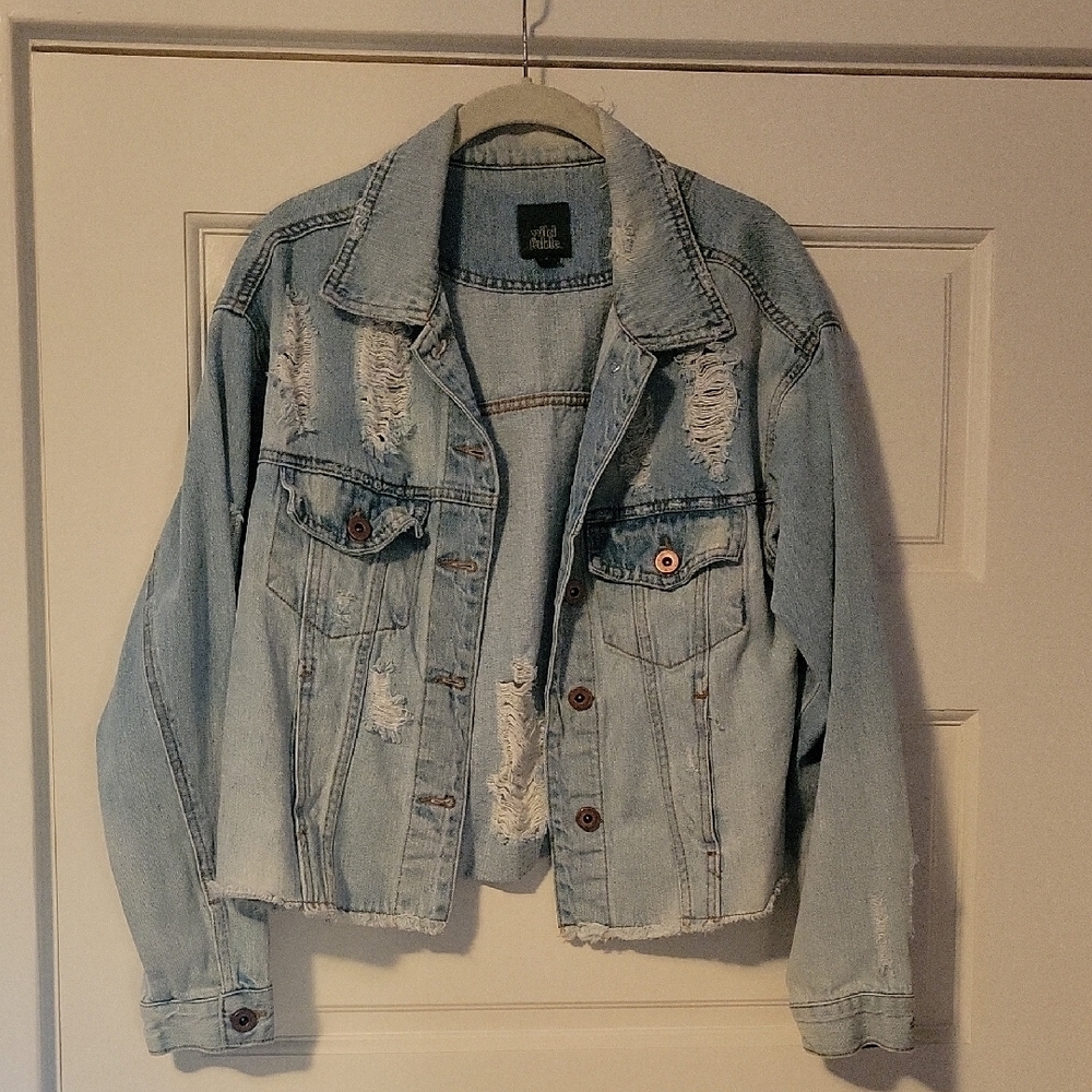Wild Fable Blue Distressed Jean Jacket